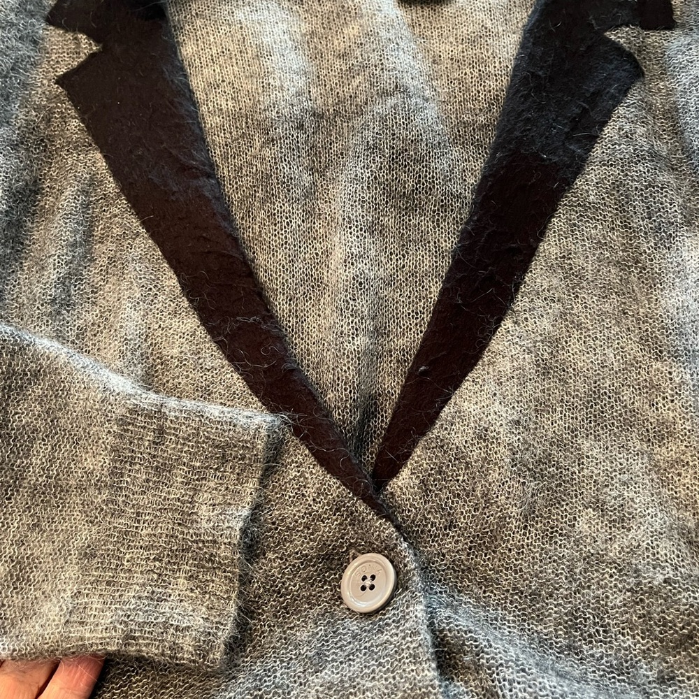 Cozy Two-Tone V-Neck Cardigan in Heather Grey and Black